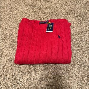 Polo by Ralph Lauren Red Cable Knit Sweater